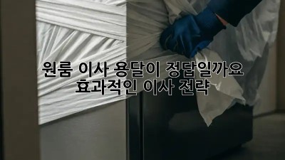 원룸 이사, 용달이 정답일까요? 효과적인 이사 전략!